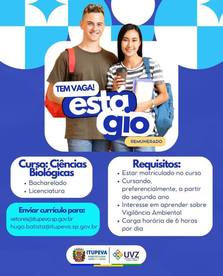  Itupeva abre vagas de estágio para estudantes de Ciências Biológicas